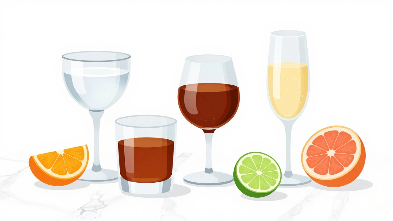 Illustration of three glasses showing different drink tiers on a table