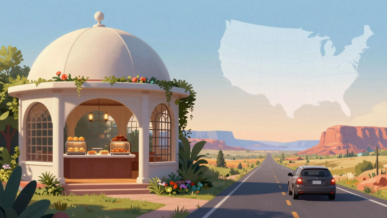 Illustration comparing enclosed resort life with open road travel freedom