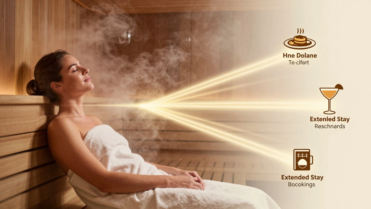 Visual metaphor linking spa relaxation to increased hotel revenue